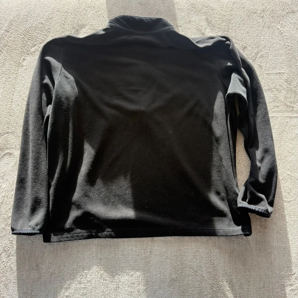 Eddie Bauer Mens XL Black Fleece 1/4‎ Zip Pullover Jacket Chest Pocket Mock Neck